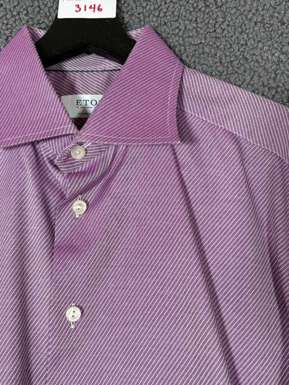 Eton Contemporary Fit Diagonal Stripe Twill Dress Shirt - Men's Size 41/16